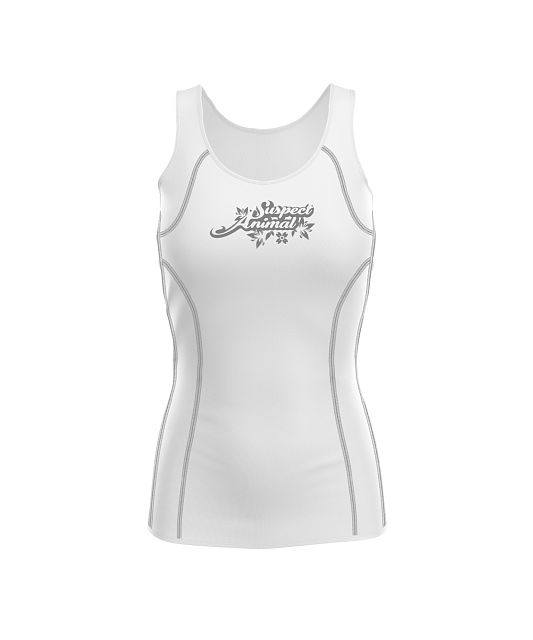 Dámské funkční triko bez rukávů Suspect Animal LEO bílá/šedá Bamboo Ultra