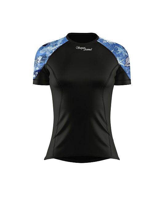 Dámské funkční triko s krátkým rukávem Suspect Animal SNOWFLAKES černá Bamboo Light New