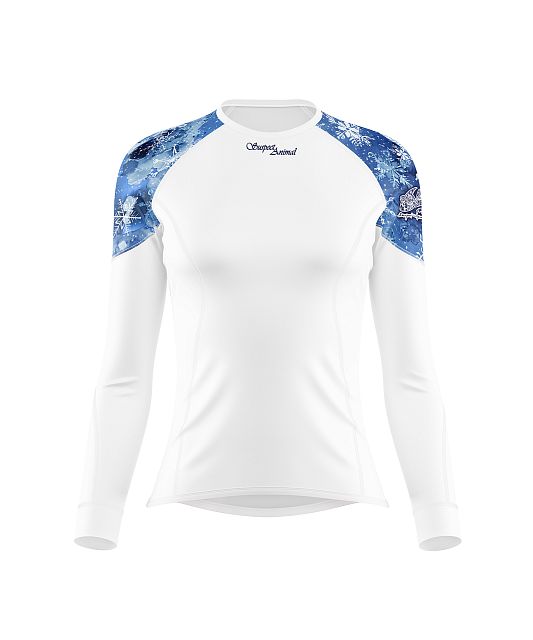 Dámské funkční triko s dlouhým rukávem Suspect Animal SNOWFLAKES bílá Bamboo Light New