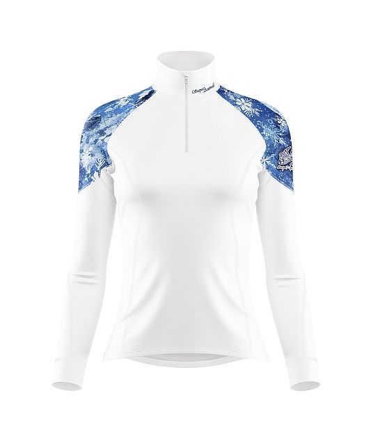 Dámské funkční triko dlouhý rukáv se zipem Suspect Animal SNOWFLAKES bílá Bamboo Light New