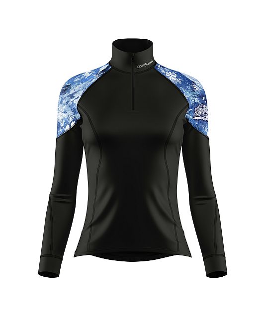Dámské funkční triko dlouhý rukáv se zipem Suspect Animal SNOWFLAKES černá Bamboo Light New