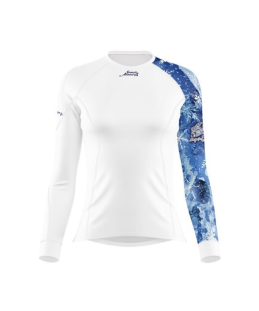 Dámské funkční triko s dlouhým rukávem Suspect Animal SNOWFLAKES bílá Bamboo Heavy