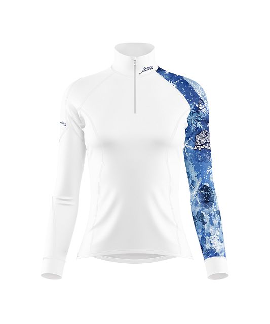 Dámské funkční triko dlouhý rukáv se zipem Suspect Animal SNOWFLAKES bílá Bamboo Heavy