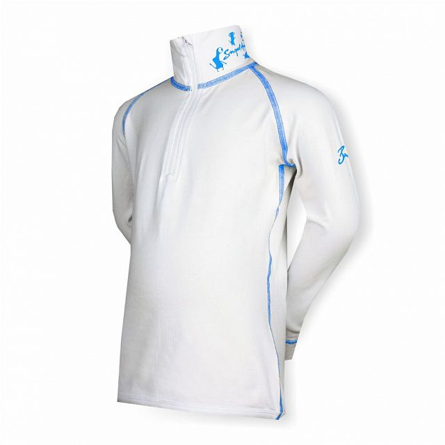 Dětské funkční triko dlouhý rukáv-stoják ECO zip bílá/modrá