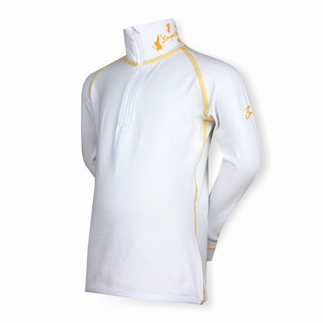 Dětské funkční triko dlouhý rukáv-stoják ECO zip bílá/žlutá