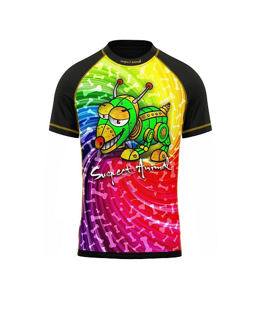 Dětské funkční triko s krátkým rukávem Suspect Animal ROBOPES černá Bamboo Light New