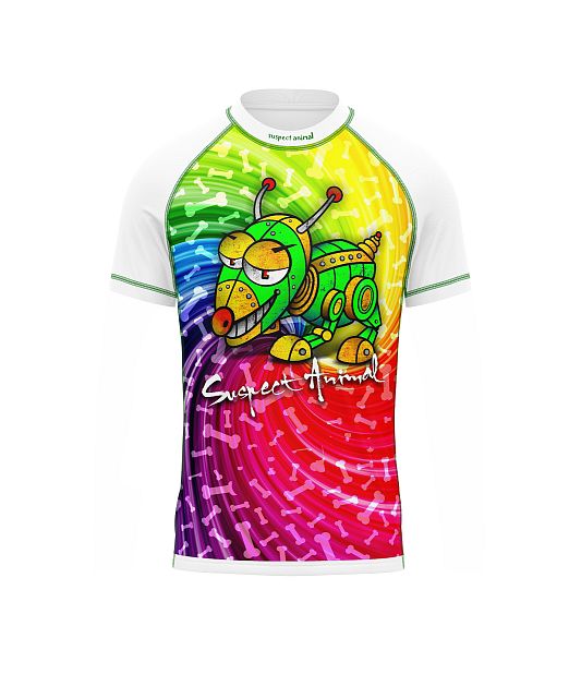 Dětské funkční triko s krátkým rukávem Suspect Animal ROBOPES bílá Bamboo Light New