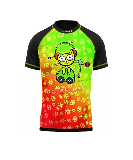 Dětské funkční triko s krátkým rukávem Suspect Animal ROBOKOČKA černá Bamboo Light New