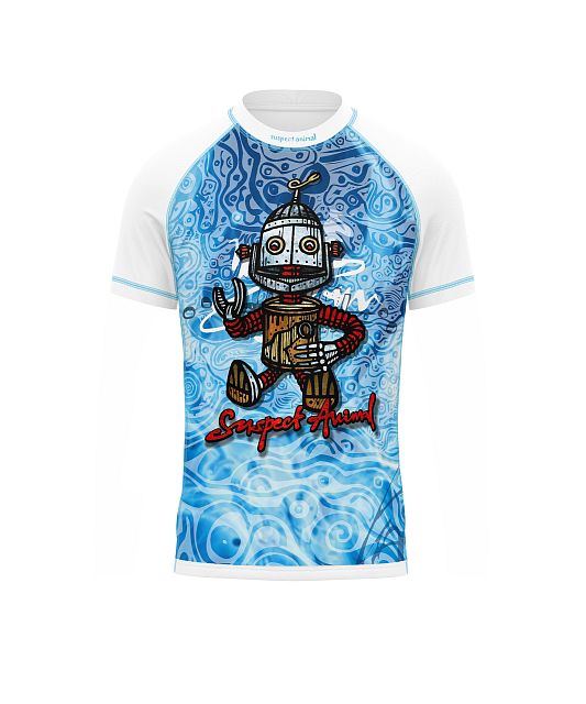 Dětské funkční triko s krátkým rukávem Suspect Animal ROBOT bílá Bamboo Light New