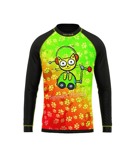 Dětské funkční triko s dlouhým rukávem Suspect Animal ROBOKOČKA černá Bamboo Light New