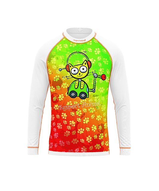 Dětské funkční triko s dlouhým rukávem Suspect Animal ROBOKOČKA bílá Bamboo Light New