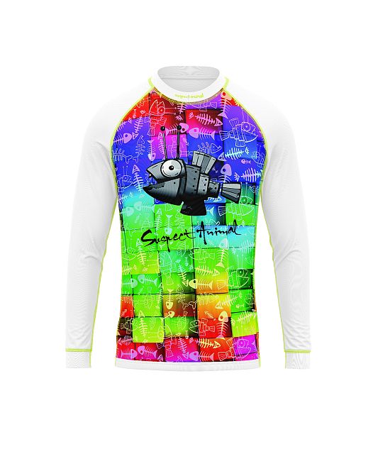 Dětské funkční triko s dlouhým rukávem Suspect Animal ROBORYBA bílá Bamboo Light New