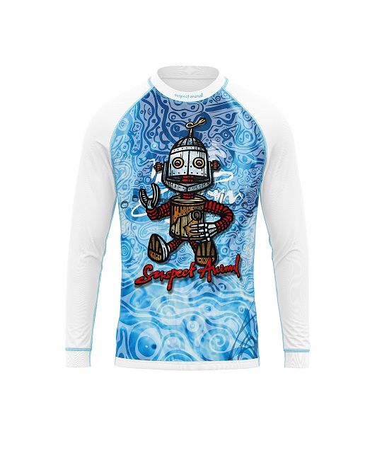 Dětské funkční triko s dlouhým rukávem Suspect Animal ROBOT bílá Bamboo Light New